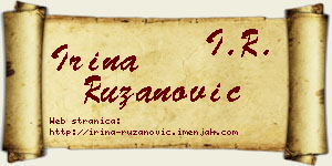 Irina Ružanović vizit kartica